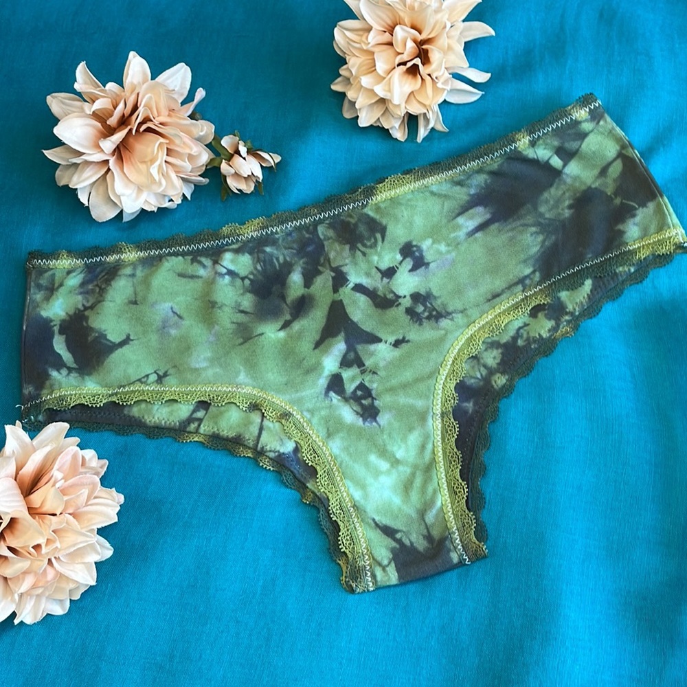 Black and Green Hand Tie-dyed Cheeky Panty